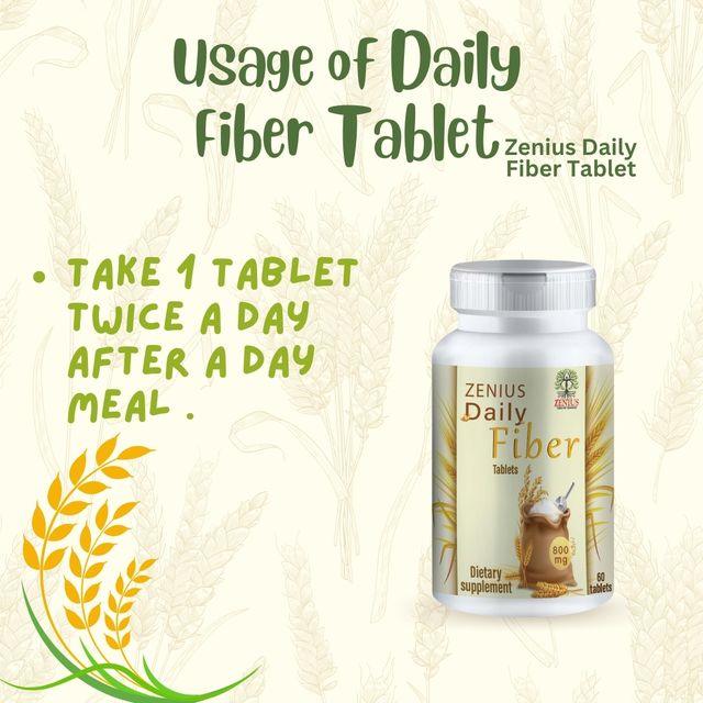 Zenius Daily Fiber Tablets - Fiber Tablets and Supplements for Fiber and Digestive Health - 60 Tablets