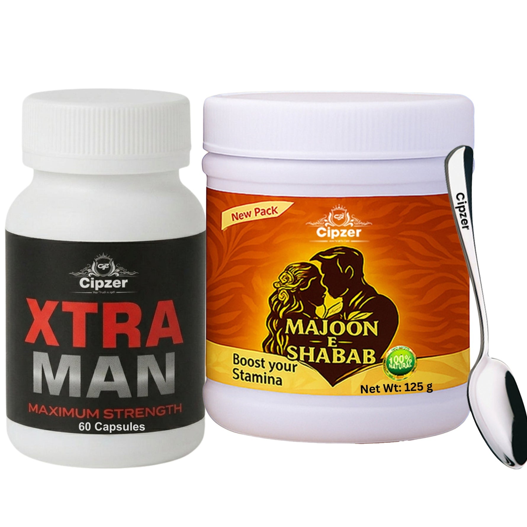 Cipzer XTRA MAN 60 Capsules + Majoon E Shabab 125g Combo | Intense Stamina, Power & Peak Performance Formula | Boost Energy, Drive & Long-Lasting Confidence for Men