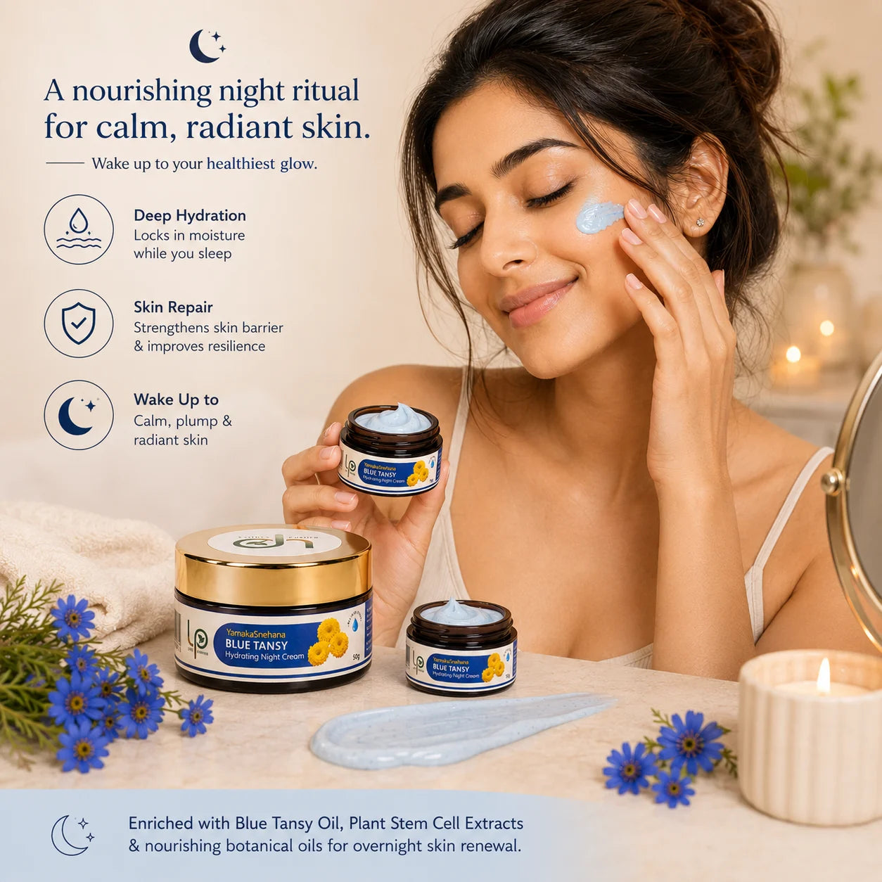 YamakaSnehana BLUE TANSY CENTELLA EMOLLIENT DAY CREAM 15g