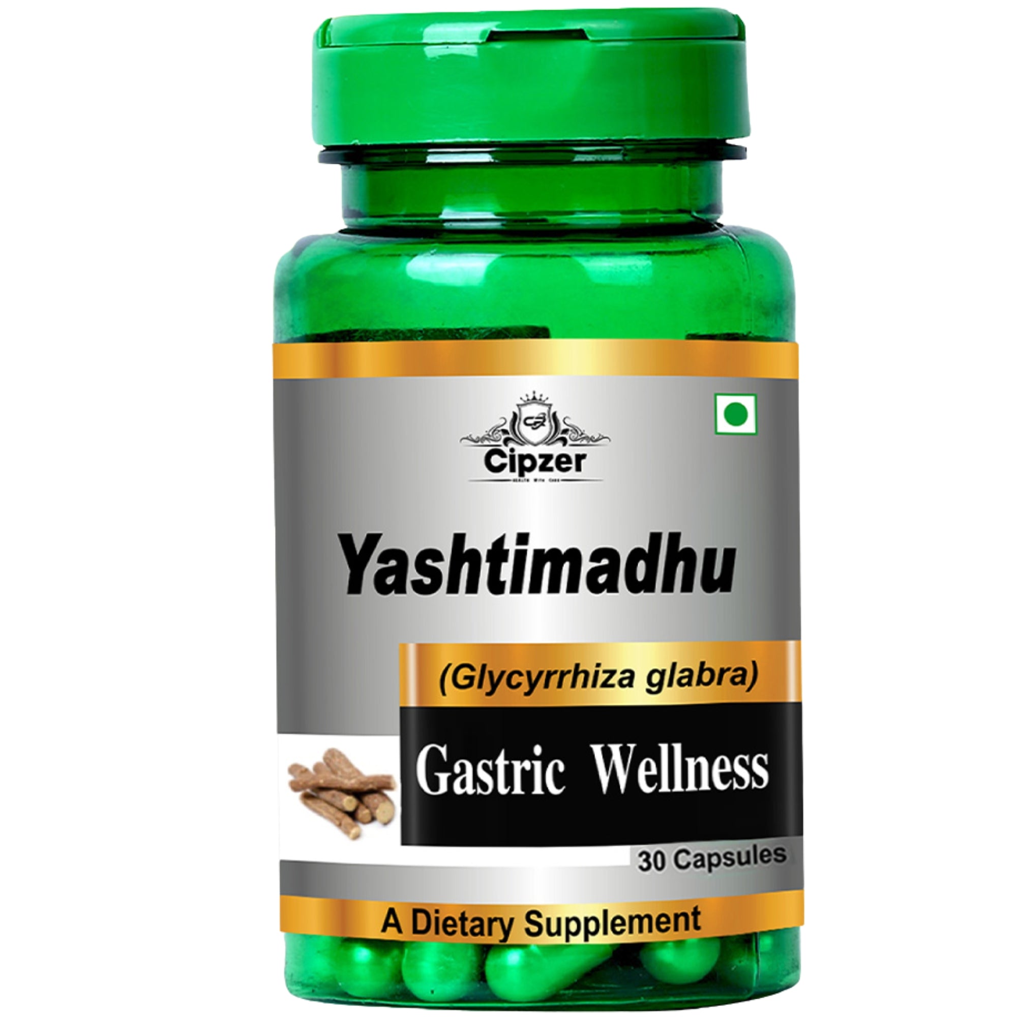 Cipzer Yashtimadhu 30 Capsules | GERD, Acidity & Ulcer Relief | Respiratory, Brain & Immunity Support