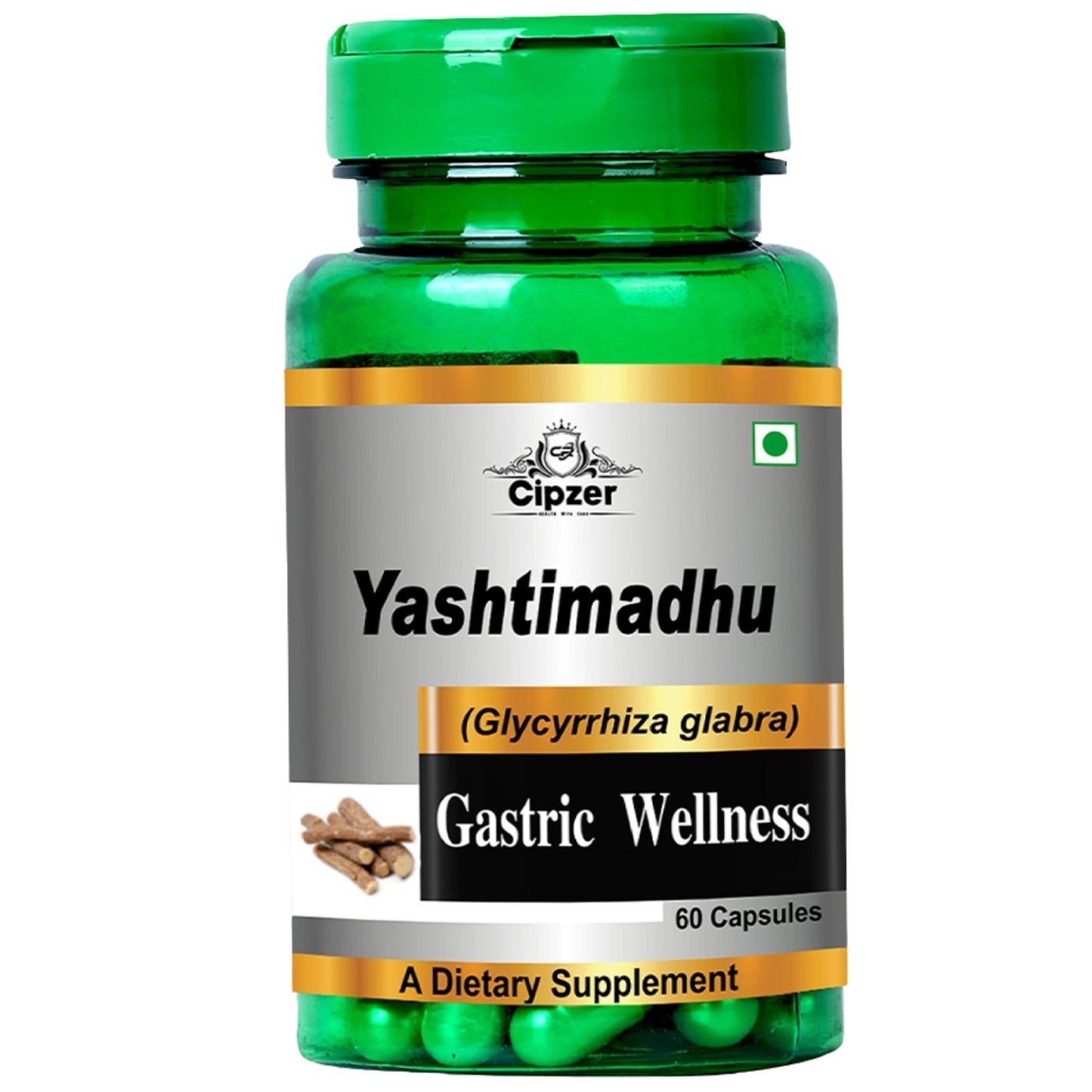 Cipzer Yashtimadhu 60 Capsules | GERD, Acidity & Ulcer Relief | Respiratory, Brain & Immunity Support