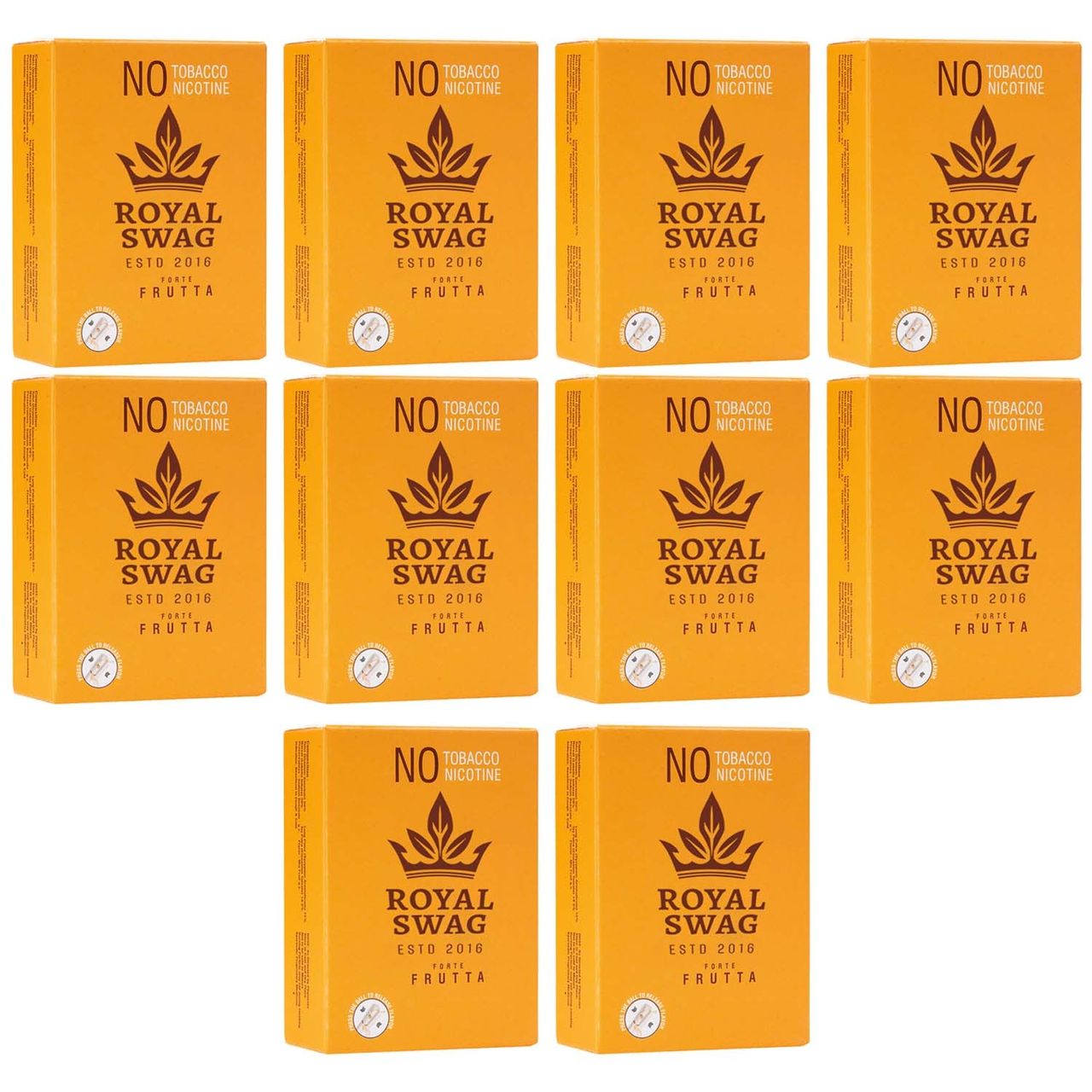 Royal Swag Herbal Cigarettes Frutta Flavour - Tobacco Free (200 Sticks - Pack of 10)