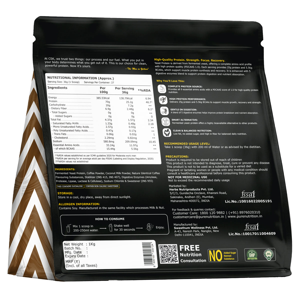 Pure Nutrition All-in-One Whey Blend Filter COFFEE-1kg | 26g Protein per Serving | Whey, Soy & Casein Blend with Creatine, Superfoods & Digestive Enzymes | Muscle Recovery & Performance Support