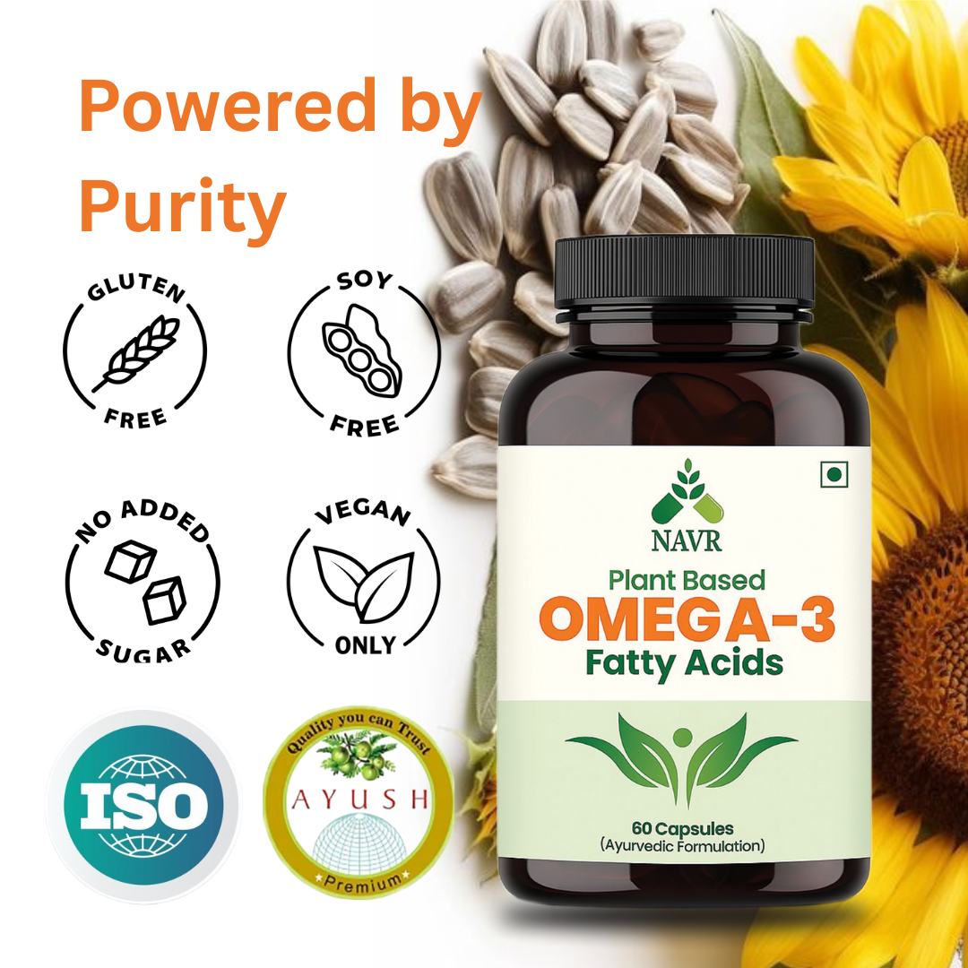NAVR Plant Based Omega-3 Fatty Acids 500mg - Vegan Algae Oil - 60 Capsules