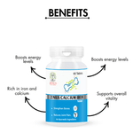 Zenius Calcium Iron Tablets - for Bone Strength, Blood Health, and Vital Nutrients - 60 Tablets