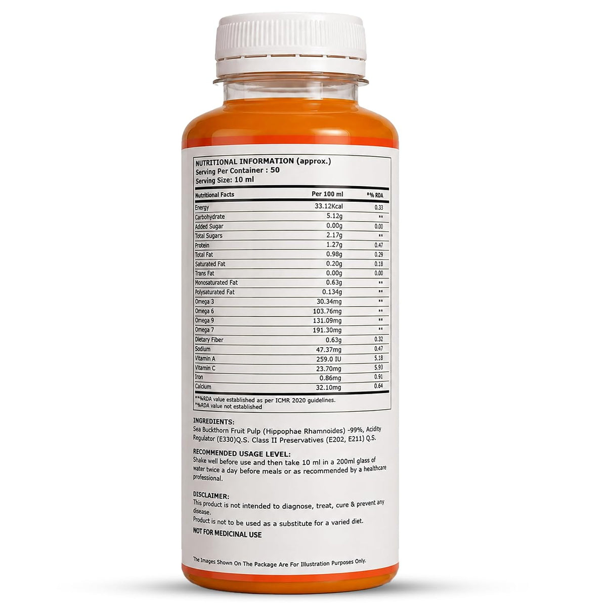 Pure Nutrition Sea Buckthorn Concentrate Juice 500ml | Antioxidant & Wellness Support
