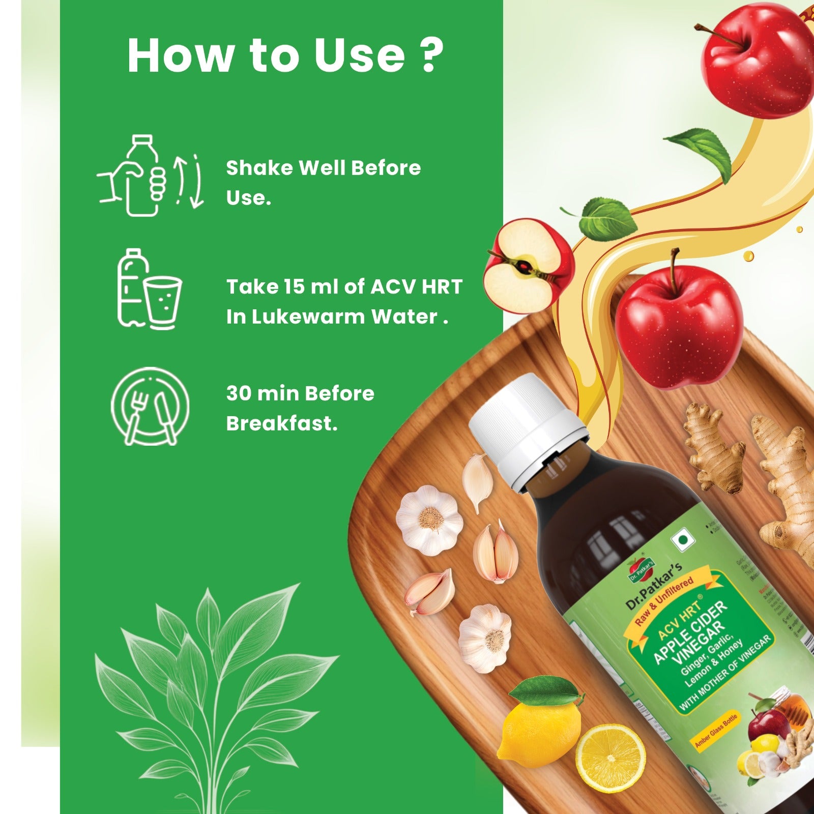 Dr. Patkar's Apple Cider Vinegar with Garlic, Ginger, Lemon and Honey - 200ml
