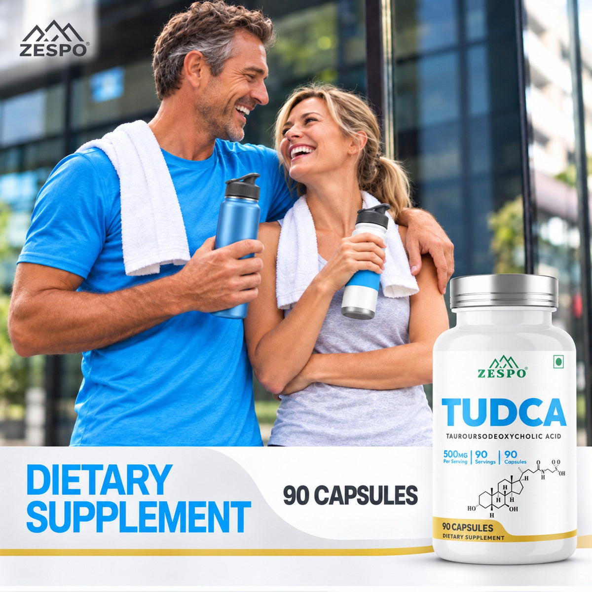 Zespo TUDCA 500 mg (Tauroursodeoxycholic Acid) | Pure TUDCA for Liver Health & Bile Flow Support | 1 Capsule Daily | 90 Vegan Capsules