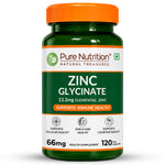 Pure Nutrition Zinc Glycinate Supplement (66 mg) | 120 Veg Capsules