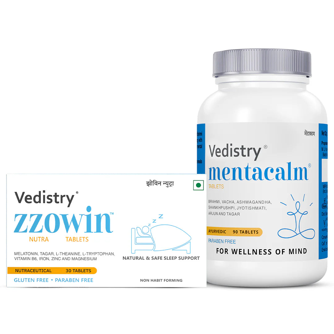 Vedistry Sleep & Stress Care Combo - Natural Sleep Aid & Anxiety Relief Tablets Set