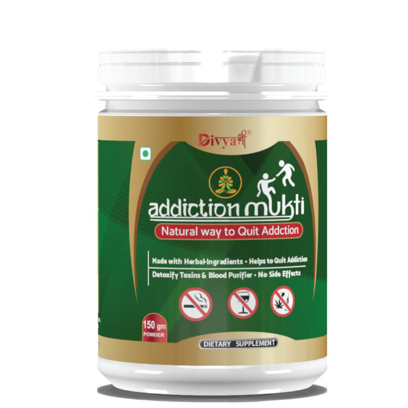 Divya Shree Addiction Mukti Powder Stop Smoking - Nasha Mukti Dwa - Natural way To Quit Alcohol & Tabaco - 100gm Jeevan Care Ayurveda 