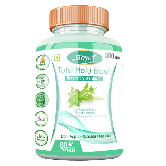 Divya Shree Tulsi Holy Basil Support Immune System & Digestive Function, Pure Tulsi Extract - 60 Capsule, Jeevan Care Ayurveda