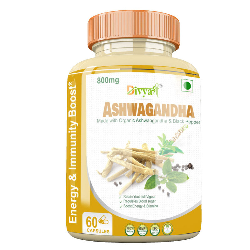 Divya Shree Ashwagandha Capsule Helps Enhance Vigour and Vitality, Power & Strength 60 Capsule Jeevan Care Ayurveda