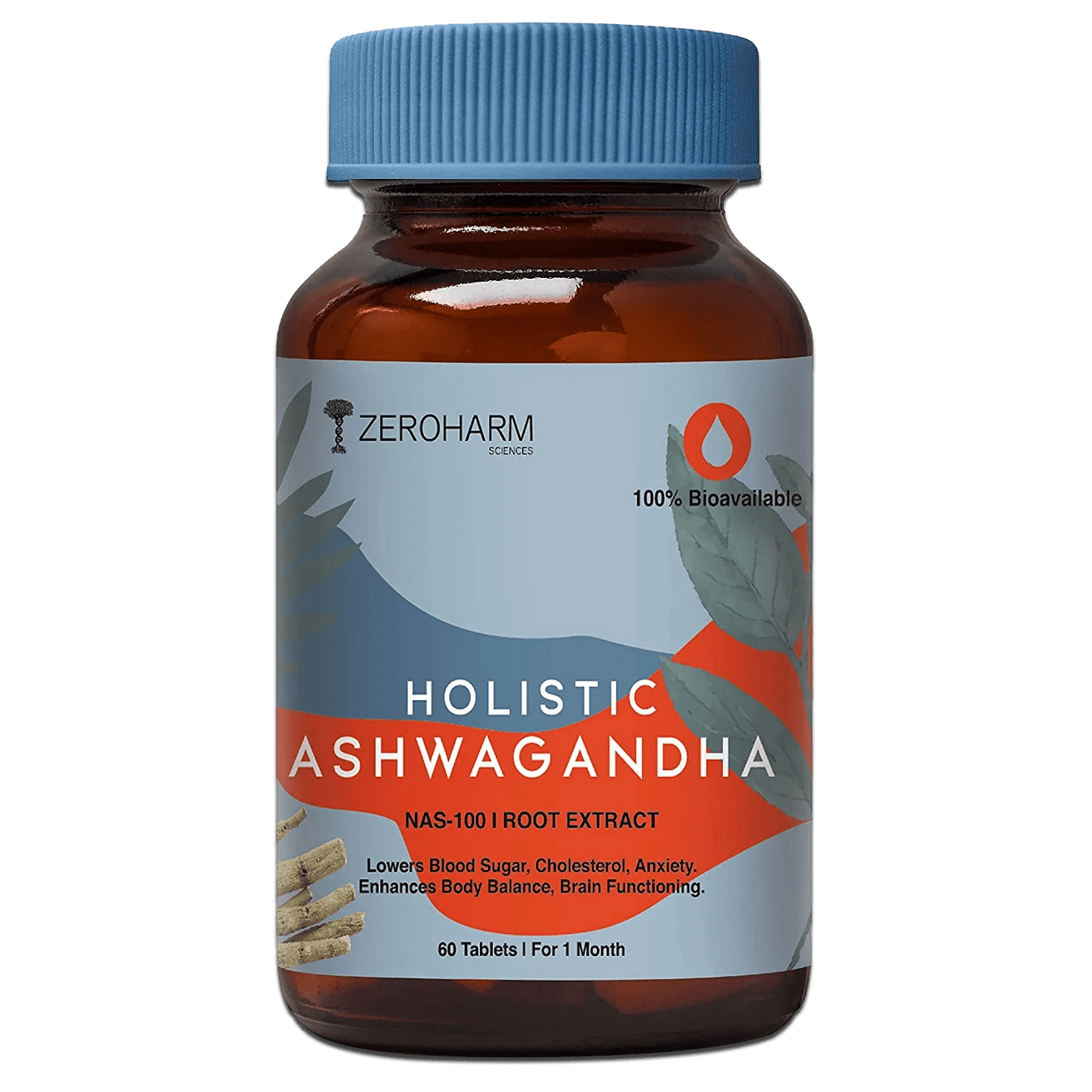 Zeroharm Capsules Holistic Ashwagandha - Stress & Anxiety Relief Tablets (60 tabs)
