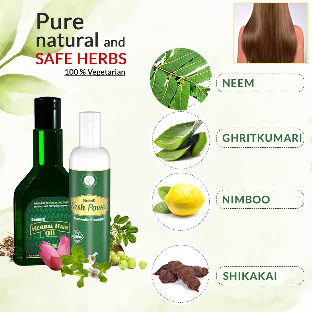 Deemark Herbal Hair Oil with Kesh Power Shampoo to Hair Growth & Control Hair Fall (320 ml)