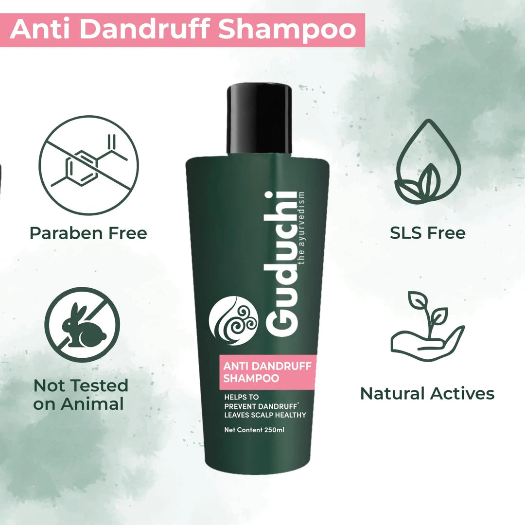 guduchi ayurveda anti dandruff shampoo made from durva neem and licorice sls paraben free natural actives 250ml