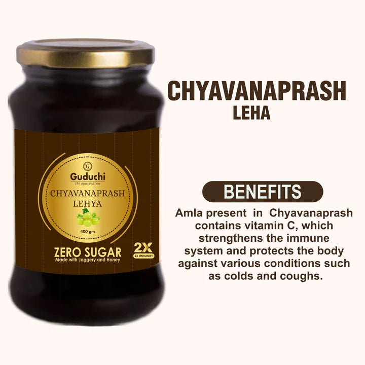 Guduchi Ayurveda Chyavanaprash Lehya Made with Jaggery & Honey - 400gms [Get 3 AT THE PRICE OF 2]