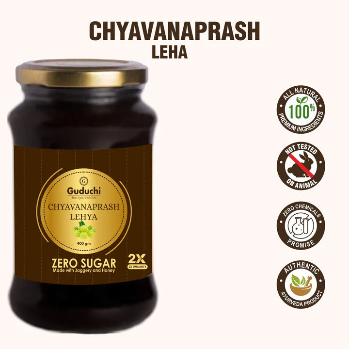 Guduchi Ayurveda Chyavanaprash Lehya Made with Jaggery & Honey - 400gms [Get 3 AT THE PRICE OF 2]