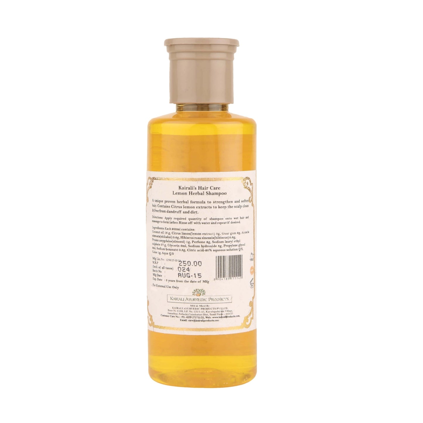 Kairali Ayurveda Group Kairali Lemon Shampoo - Anti-Dandruff Shampoo with Lemon Extracts (200 ml)