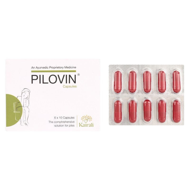 Kairali Ayurveda Group Kairali Pilovin Capsules - Best Ayurvedic Medicine for Piles or Hemorrhoids (60 Capsules)