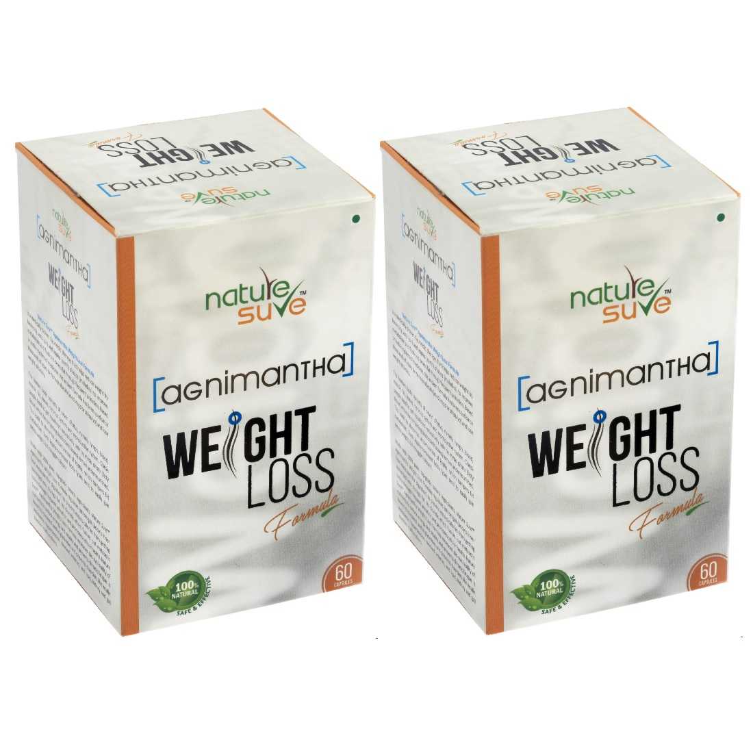 Nature Sure Pack of 2 Nature Sure Agnimantha Weight Loss Formula For Men and Women - 60 Capsules