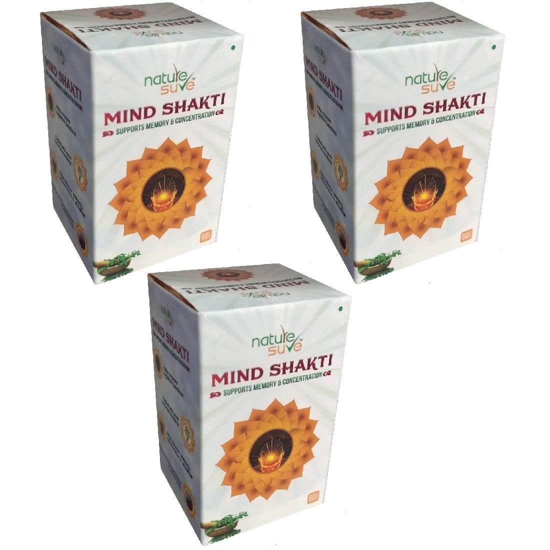 Nature Sure Pack of 3 Nature Sure Mind Shakti Tablets for Memory and Concentration in Men & Women - 60 Tablets