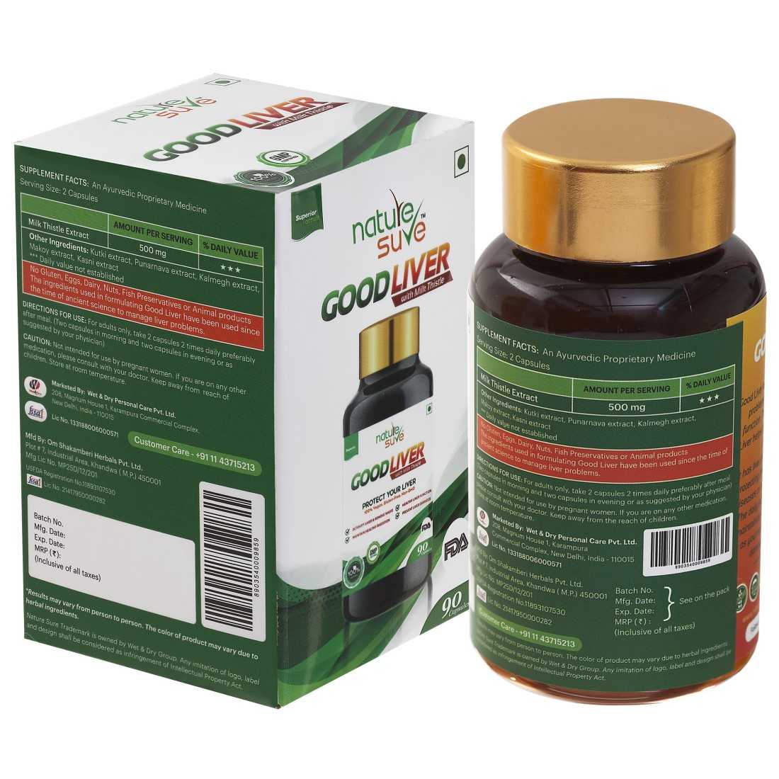 Nature Sure Tablets Nature Sure Good Liver Capsules With Milk Thistle for Fatty & Non-Fatty Liver Health