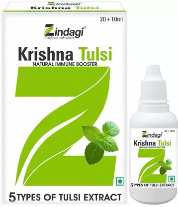 Zindagi Stevia Dry Leaves (35 gm) and Krishna Tulsi Liquid Extract Ras Punch Drops (30ml) - Sugar-free Sweetener  (combo pack)