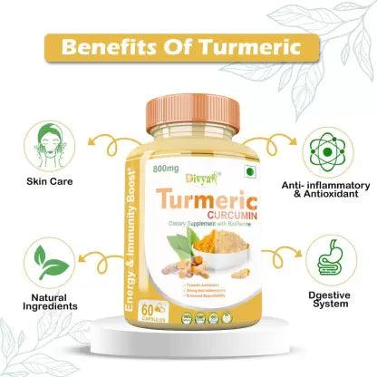 Divya Shree Turmeric Capsule for Even Skin Tone, Provide Anti-Aging Effects, Immunity booster, Ayurvedic Formula  60 Capsule, Jeevan Care Ayurvedic